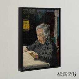 "Artery8 Old Lady Reading Grandmother Portrait Kubincan Framed Canvas Wall Art - Size: W24"" x H32""" - thumbnail 2