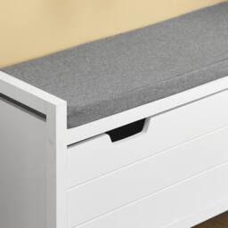 SoBuy Entrance Storage Bench - Lift-Up Lid in White - thumbnail 4