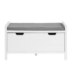 SoBuy Entrance Storage Bench - Lift-Up Lid in White - thumbnail 3