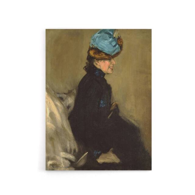 "Artery8 Alfred Henry Maurer Portrait of a Woman in Black Canvas Wall Art Print in Brown - Size: W12"" x H16""" - image 1