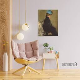 "Artery8 Alfred Henry Maurer Portrait of a Woman in Black Canvas Wall Art Print in Brown - Size: W12"" x H16""" - thumbnail 3