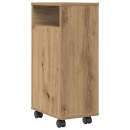 Berkfield Home Narrow Bathroom Cabinet with Wheels Artisian Oak Engineered Wood in Brown - thumbnail 7