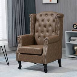 ERGOVEXA Wingback Accent Chair Tufted Chesterfield-style Armchair, Brown - thumbnail 6