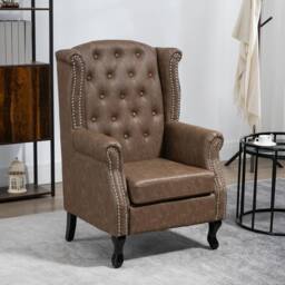 ERGOVEXA Wingback Accent Chair Tufted Chesterfield-style Armchair, Brown - thumbnail 5