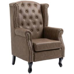 ERGOVEXA Wingback Accent Chair Tufted Chesterfield-style Armchair, Brown - thumbnail 4