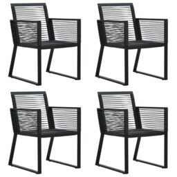 Berkfield Home 5 Piece Garden Dining Set Black PVC Rattan - thumbnail 4