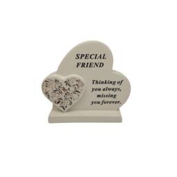 David Fischhoff Graveside Memorial Floral Double Heart Plaque - Friend in Cream - thumbnail 1