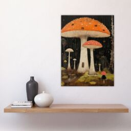 Artery8 Beneath The Mushroom Canopy Artwork A Whimsical Scene In A Fairy Forest Large Wall Unframed Art Poster Print Thick Paper 18X24 Inch - thumbnail 4