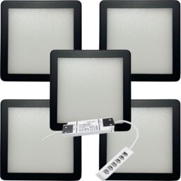 Loops 5x MATT BLACK Ultra-Slim Square Under Cabinet Kitchen Light & Driver Kit - Natural White Diffused LED - thumbnail 3