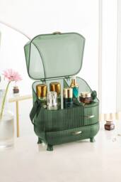 Cosmetic Makeup Storage Organiser Skincare Display Box Case in Green - thumbnail 1