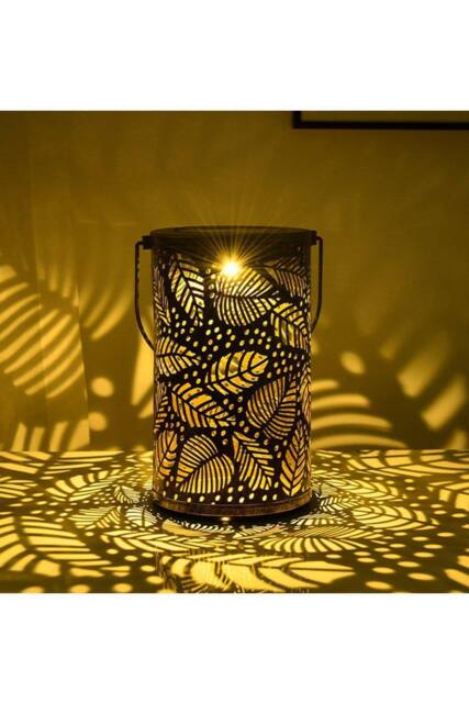 H&O Direct Solar Metal Hollow Leaf Garden Landscape Lamp in Black - image 1