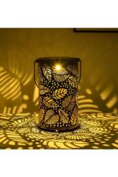 H&O Direct Solar Metal Hollow Leaf Garden Landscape Lamp in Black - thumbnail 1