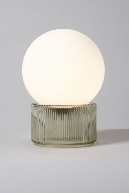 BHS Lighting Harper Glass Ball with Ribbed Base Table Lamp in Green - image 1