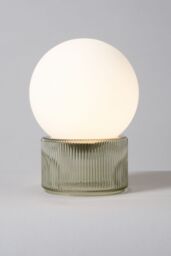 BHS Lighting Harper Glass Ball with Ribbed Base Table Lamp in Green