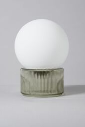 BHS Lighting Harper Glass Ball with Ribbed Base Table Lamp in Green - thumbnail 2