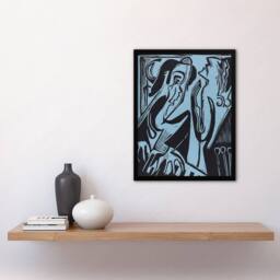 Artery8 Abstract Pianist & Singer Kirchner Framed Wall Art Print in Blue - Size: A4 - thumbnail 4