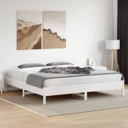 Berkfield Home Beautiful Bed Frame without Mattress White 180x200 cm Super King - thumbnail 1
