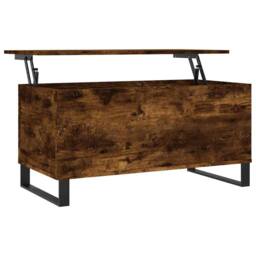 Berkfield Home Modern Coffee Table Smoked Oak 90x44.5x45 cm Engineered Wood in Brown - thumbnail 3