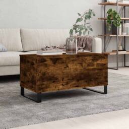 Berkfield Home Modern Coffee Table Smoked Oak 90x44.5x45 cm Engineered Wood in Brown - thumbnail 2