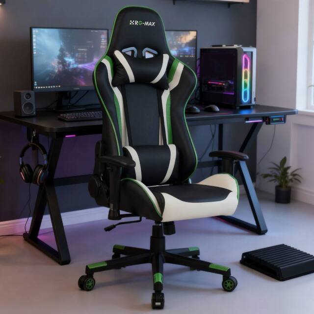RayGar RG-MAX Gaming Chair High Back, Padding, Adjustable Height & Arms in Green - Size: 1 Pack - image 1