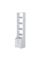 Living and Home White Storage Shelving Unit with Lockable Drawer with 5 Shelves - thumbnail 4