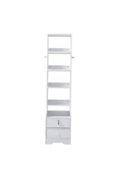 Living and Home White Storage Shelving Unit with Lockable Drawer with 5 Shelves - thumbnail 3
