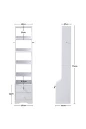 Living and Home White Storage Shelving Unit with Lockable Drawer with 5 Shelves - thumbnail 6