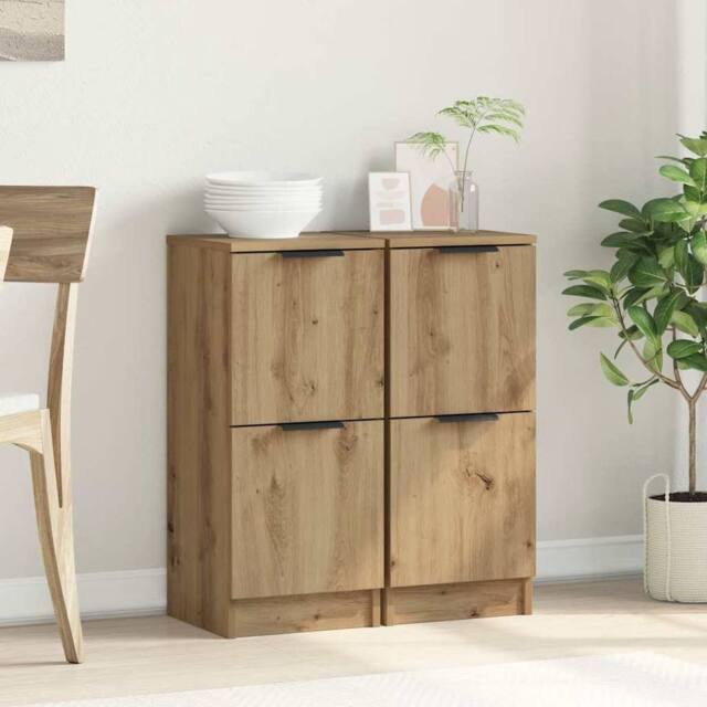 Berkfield Home Sideboards 2 pcs Artisan Oak 30x30x70 cm Engineered Wood in Brown - Size: 30 x 30 x 70 cm - image 1
