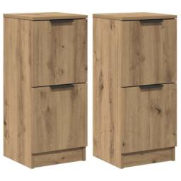 Berkfield Home Sideboards 2 pcs Artisan Oak 30x30x70 cm Engineered Wood in Brown - Size: 30 x 30 x 70 cm - thumbnail 3