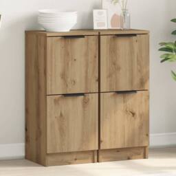 Berkfield Home Sideboards 2 pcs Artisan Oak 30x30x70 cm Engineered Wood in Brown - Size: 30 x 30 x 70 cm - thumbnail 2