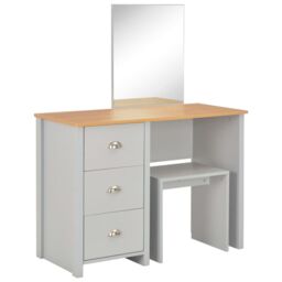 Berkfield Home Dressing Table with Mirror & Stool Grey 104x45x131 cm - Size: 104 x 45 x 131 cm - thumbnail 2