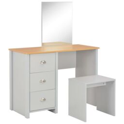 Berkfield Home Dressing Table with Mirror & Stool Grey 104x45x131 cm - Size: 104 x 45 x 131 cm - thumbnail 1