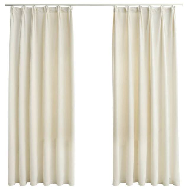 Berkfield Home Blackout Curtains 2 pcs with Hooks Velvet Cream 140x175 cm - image 1