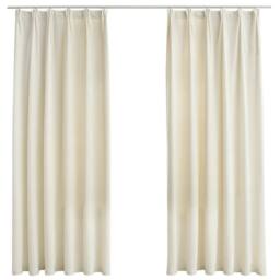 Berkfield Home Blackout Curtains 2 pcs with Hooks Velvet Cream 140x175 cm