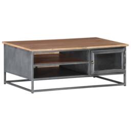 Berkfield Home Coffee Table Grey 90x50x35 cm Solid Acacia Wood - Size: 90 x 50 x 35 cm - thumbnail 8