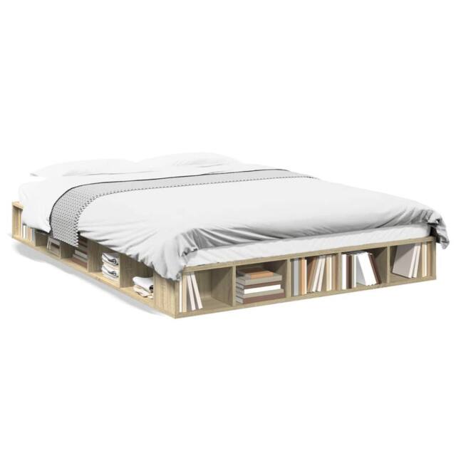 Berkfield Home Bed Frame without Mattress Sonoma Oak 140x200 cm in Light Tan - image 1