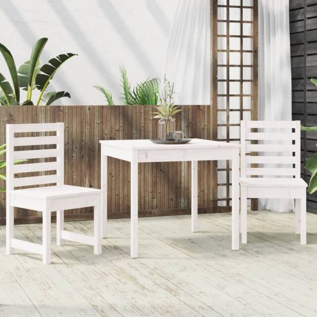 Berkfield Home Beautiful 3 Piece Garden Bistro Set White Solid Wood Pine - image 1