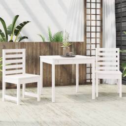 Berkfield Home Beautiful 3 Piece Garden Bistro Set White Solid Wood Pine - thumbnail 1