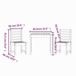 Berkfield Home Beautiful 3 Piece Garden Bistro Set White Solid Wood Pine - thumbnail 9