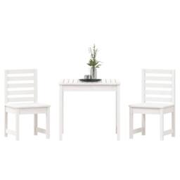 Berkfield Home Beautiful 3 Piece Garden Bistro Set White Solid Wood Pine - thumbnail 4
