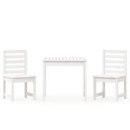 Berkfield Home Beautiful 3 Piece Garden Bistro Set White Solid Wood Pine - thumbnail 3
