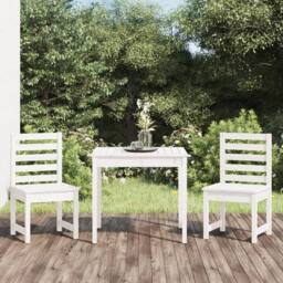 Berkfield Home Beautiful 3 Piece Garden Bistro Set White Solid Wood Pine - thumbnail 2
