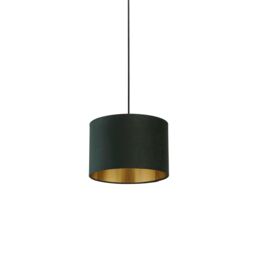 Lighting Collection Green Velvet Drum Shade Gold Inner D30cm Lamp Shade - thumbnail 2
