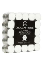 Deco Express Unscented White Colour Tealight Candle 8 Hours Pack of 50 - thumbnail 1