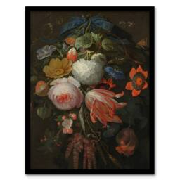 Artery8 Hanging Bouquet of Flowers Abraham Mignon Framed Wall Art Print - Size: A3 - thumbnail 1