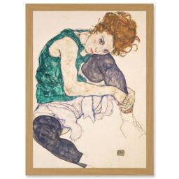 Artery8 Egon Schiele Seated Woman Legs Drawn Up Adele Herms A4 Artwork Framed Wall Art Print in Light Oak - thumbnail 1