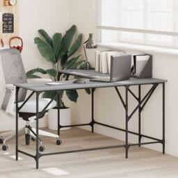 Berkfield Home Decorative Desk Grey Sonoma 149x149x75 cm Engineered Wood - Size: 149 x 149 x 75 cm - thumbnail 2