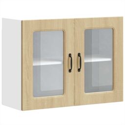 Berkfield Home Kitchen Wall Cabinet with Glass Door Kalmar Sonoma Oak Engineered Wood in Brown - thumbnail 2