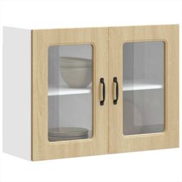 Berkfield Home Kitchen Wall Cabinet with Glass Door Kalmar Sonoma Oak Engineered Wood in Brown - thumbnail 1