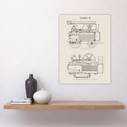 "Artery8 Locomotive Train Engine Compartments Vintage Wall Art Print Poster in White - Size: W12"" x H16""" - thumbnail 4